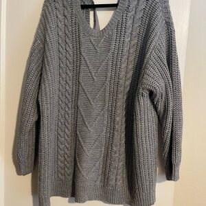 Gray Cable Knit Sweater